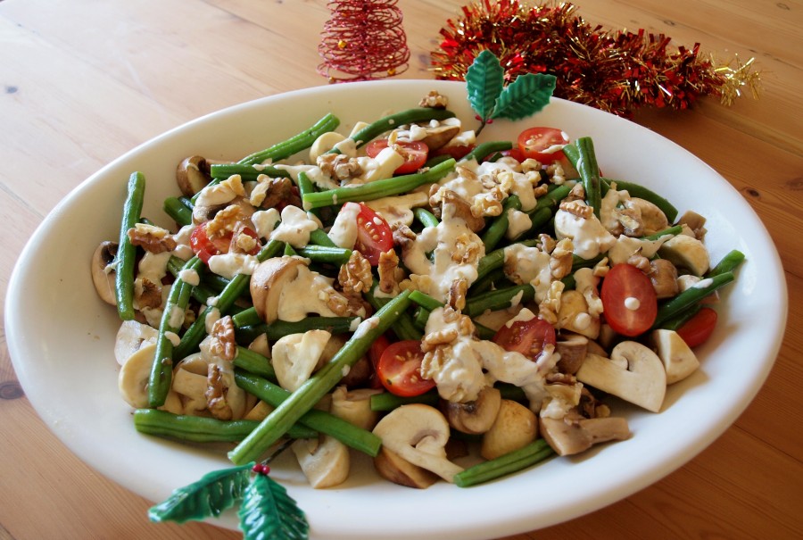 Marinated Mushroom, Green bean and Cherry Tomato Salad Lambs' Ears