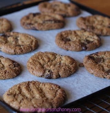 almond butter choc chip cookies