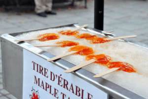 Maple taffy on ice
