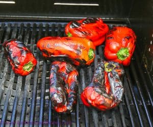 Barbecued charred red peppers for Turkish red pepper paste