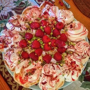 Raspberry, rosewater and pistachio pavlova wreath, more top baking tips