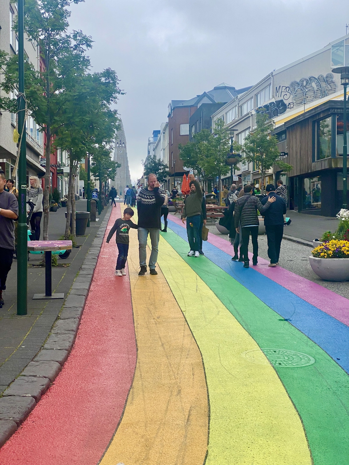 Rainbow Street, Reykjavik Iceland in summer